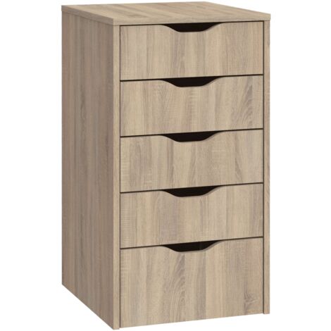 Mobimarket – Commode de bureau 5 tiroirs Eko – Chêne Cambrian – Dimensions 71 x 40 x 43 cm – Tiroirs sur glissières métalliques