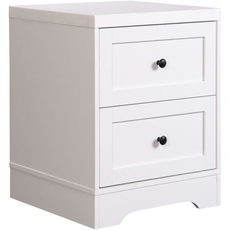 Table de chevet Ottavia 2 tiroirs, style contemporain, blanc, 40 x 50 cm, mobilier de chambre (1/5)