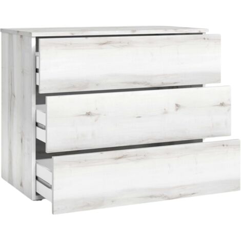 Miroytengo – Commode enfant 3 tiroirs blanche – Dimensions 80 x 78,3 x 40 cm – Mélamine pour usage quotidien – Design contemporain (1/5)