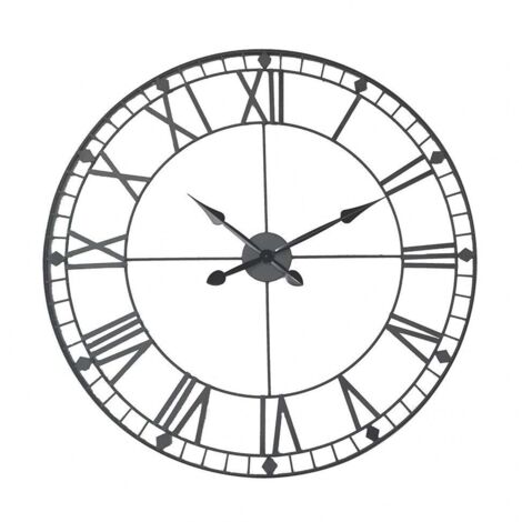Atmosphera – Horloge murale géante 88 cm en métal noir vieilli – Épaisseur 4,5 cm – Design rétro industriel pour décoration intérieure