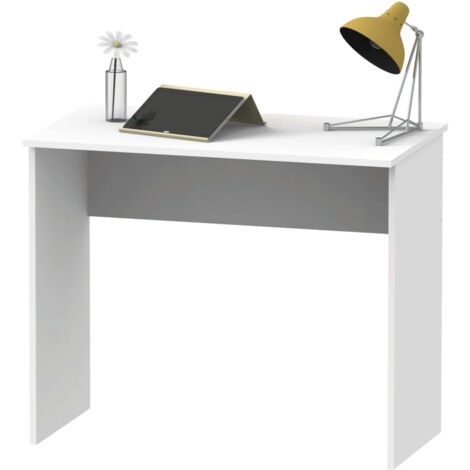 Bureau idéal pour étudier ou travailler, mélaminé blanc mat, 90 cm (1/5)