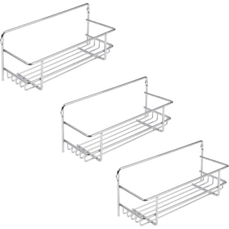 Pack étagères de cuisine Supra chromées avec supports à épices en acier 27x10 cm, modèle Supra (1/5)