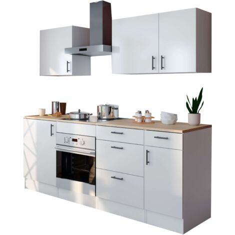 Module de cuisine Kira avec niche pour four en blanc brillant et chêne ...