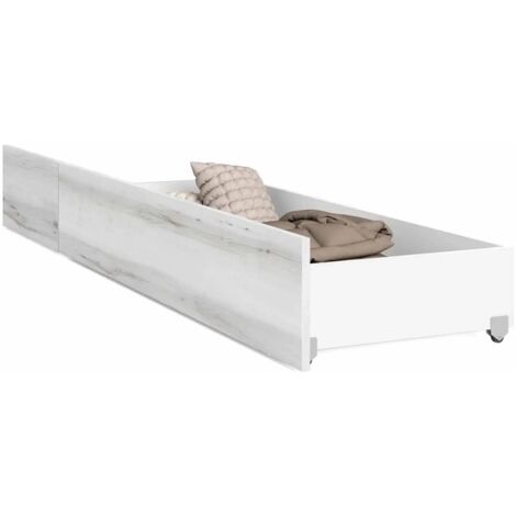 Tiroir inférieur pour cadre de lit de style contemporain en blanc Albo 191x24x50 cm (1/5)