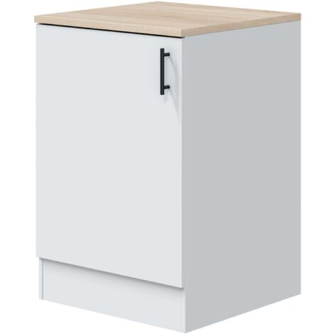 Module De Cuisine Kira Blanc Brillant Et Chêne Canadien - 60x90x60 Cm, Avec Emplacement Pour Four Standard