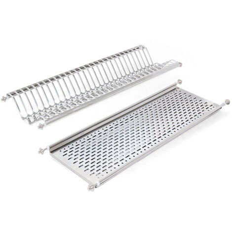 Emuca – Égouttoir porte-assiettes en acier inoxydable AISI 430 – Module 800mm pour 28 assiettes – Installation facile avec fixation robuste