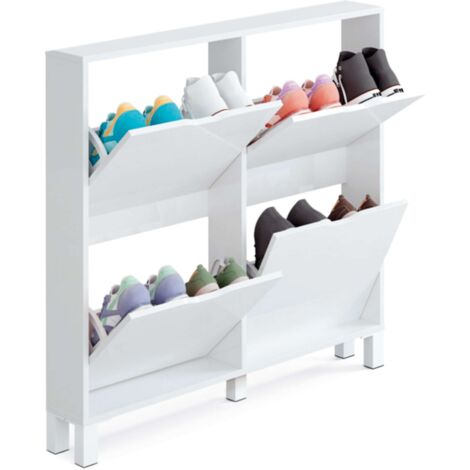 Étagère à chaussures Mary Narrow blanche pour couloir 97 x 98 x 17 cm (1/5)
