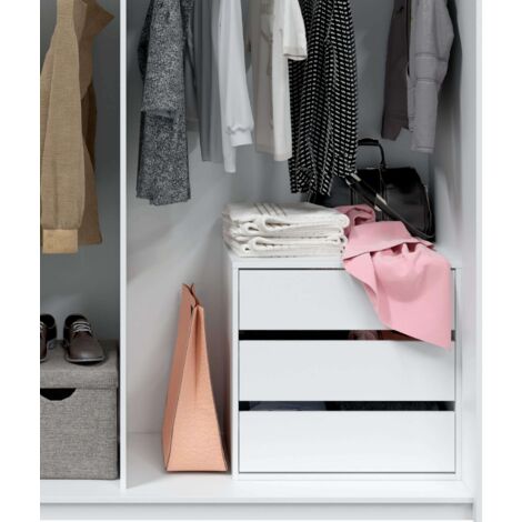 Bloc-tiroirs 60 cm. pour armoire. Blanc brillant