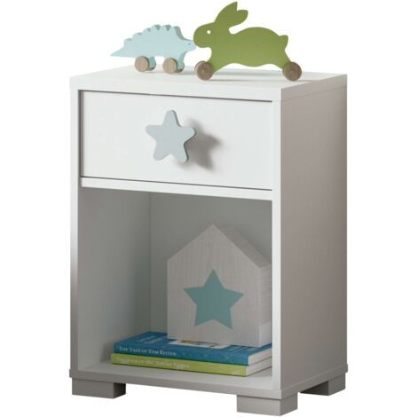 Table de chevet enfant Star White 56x40x33 cm (1/5)