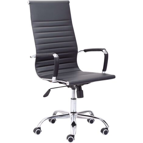 Chaise de bureau contemporaine Estudio Jou, noire ou blanche, avec roulettes, accoudoirs et dossier réglable, dimensions : 64 x 116 x 64 cm (1/5)