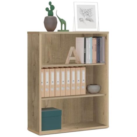 Bibliothèque basse 2 étagères en Chêne Gold 100x76x33 cm (1/3)
