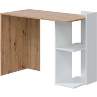 Table de bureau Kenia en chêne Nodi et blanc Artik 78x100x52 cm