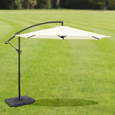 GardenCo 3m Cantilever Banana Hanging Parasol and Base with Crank Handle  and Cover Colour: Ivory