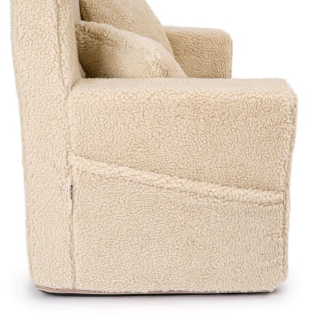 Flumi Canapé Enfant Convertible 3in1 Lit d Appoint Enfant - Mini Canapé avec nom de l'enfant - Mousse Chauffeuse Enfant avec Fonction Lit matière agneau beige foncé