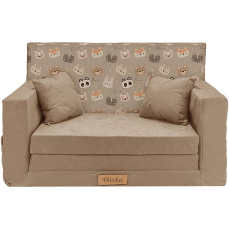 Flumi Canapé Enfant Convertible 3in1 Lit d Appoint Enfant - Mini Canapé avec nom de l'enfant - Mousse Chauffeuse Enfant avec Fonction Lit