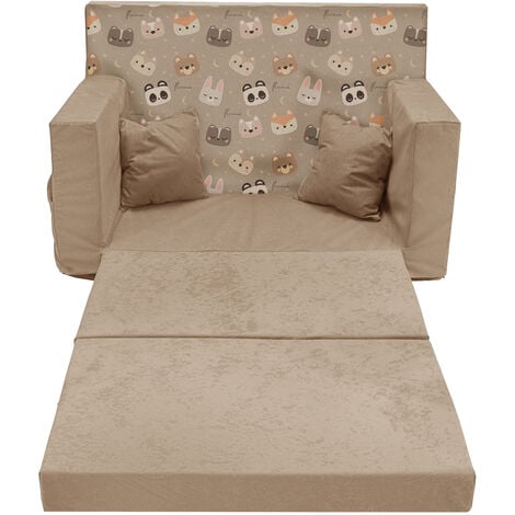 Flumi Canapé Enfant Convertible 3in1 Lit d Appoint Enfant - Mini Canapé avec nom de l'enfant - Mousse Chauffeuse Enfant avec Fonction Lit