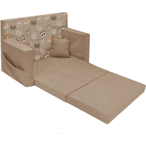Flumi Canapé Enfant Convertible 3in1 Lit d Appoint Enfant - Mini Canapé avec nom de l'enfant - Mousse Chauffeuse Enfant avec Fonction Lit