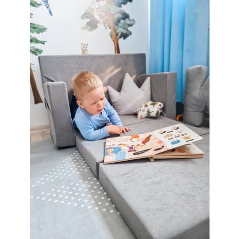 Flumi Canapé Enfant Convertible 3in1 Lit d Appoint Enfant - Mini Canapé avec nom de l'enfant - Mousse Chauffeuse Enfant avec Fonction Lit
