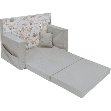 Flumi Canapé Enfant Convertible 3in1 Lit d Appoint Enfant - Mini Canapé avec nom de l'enfant - Mousse Chauffeuse Enfant avec Fonction Lit