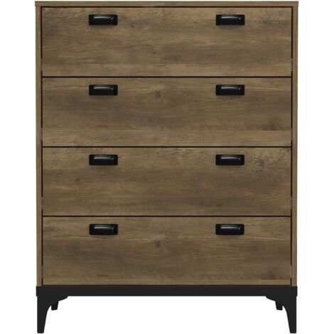 GALANO Lawrence Modern  4 Drawer Chest, Functional 4 Drawer Chest - for bedroom, closet organizer, storage for living room, bedroom, hallway, 73.0cm W X 39.8cm D X 92.7cm H - Knotty Oak