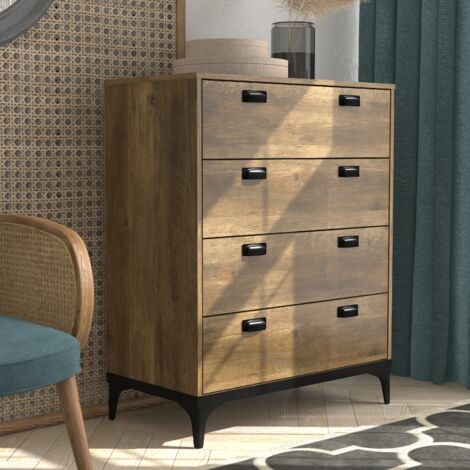 GALANO Lawrence Modern  4 Drawer Chest, Functional 4 Drawer Chest - for bedroom, closet organizer, storage for living room, bedroom, hallway, 73.0cm W X 39.8cm D X 92.7cm H - Knotty Oak