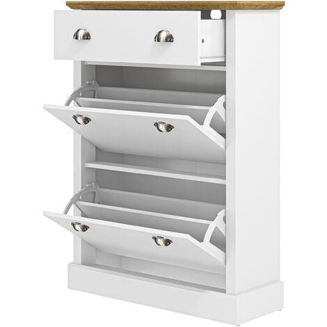 GALANO Sufy Shoe Cabinet - shoe rack storage, shoe organizer for hallway, up to 12 pairs of shoe - White + Reviera Eichi