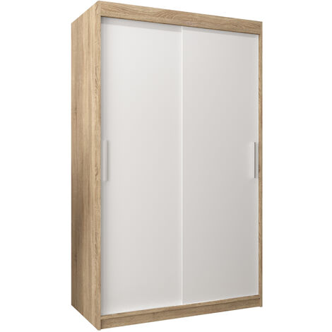 Armoire de Chambre Torm 3 Noir-Blanc 120 - Portes Coulissantes et