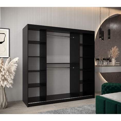 Armoire de Rangement Chambre 170x105x45cm en Noir Penderie Garde