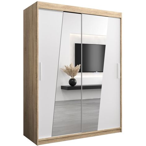 Armoire de Rangement Chambre 168.5x109x45cm en Blanc Penderie