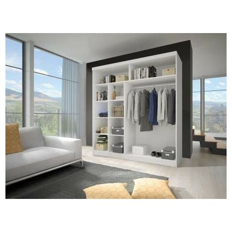 Armoire de chambre avec 2 portes coulissantes et miroir l Dressing