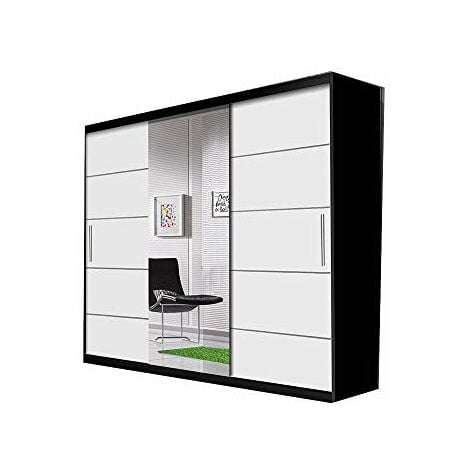 Armoire Penderie Avec Portes Coulissantes L X H X P X X Alfa Noir Blanc Miroir