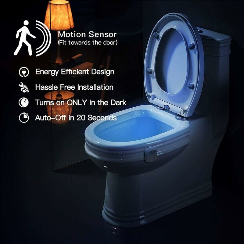 Lampe lumière WC LED toilette siège activé capteur nuit de salle de bains  mouvement humain