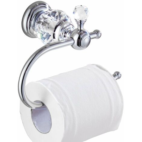 Porte-rouleau de papier toilette Crystal Series en laiton, chrome poli