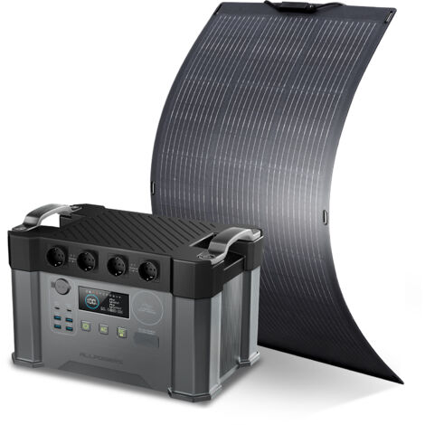 ALLPOWERS S2000 Pro Tragbares Powerstation mit 100W Flexibles Solar Panel 1451Wh 2400W (4000W Spitzenwert) AKKU Solargenerator Mobiler Stromspeicher Power Stationfür Home Notfall Camping RV Reise