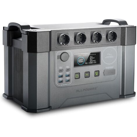 ALLPOWERS S2000 Pro Tragbarer Powerstation 1451Wh, MPPT Solar Generator mit 4x 2400W AC-Steckdosen, 0–100% inner 1,5 Stunden Schnelllade Mobiler Stromspeicher für Wohnmobil, Reisen, Outdoor Camping