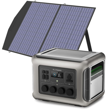ALLPOWERS R2500 V2 Solargenerator 1920Wh mit 100W Solarpanel, 4 x 2500W AC Ausgänge (5000W Spitze), Tragbare Powerstation mit Solarpanel für Stromausfall, Camping, Wohnmobil, Wohnwagen und Notfälle