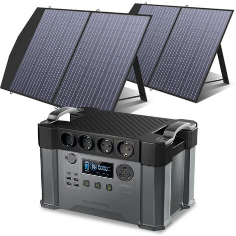 Kraftwerk Tragbares Solargenerator Batterie mobiler Stromspeicher 1500 Wh  2400 W mit 2Pcs 100 W Solar Panel für Outdoor Camping Wohnmobil Notfall  ALLPOWERS S2000 Pro
