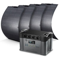 ALLPOWERS S2000 Pro Tragbares Powerstation mit 4 x 100W Flexibles Solar Panel 1451Wh 2400W (4000W Spitzenwert) AKKU Solargenerator Mobiler Stromspeicher Power Stationfür Home Notfall Camping RV Reise
