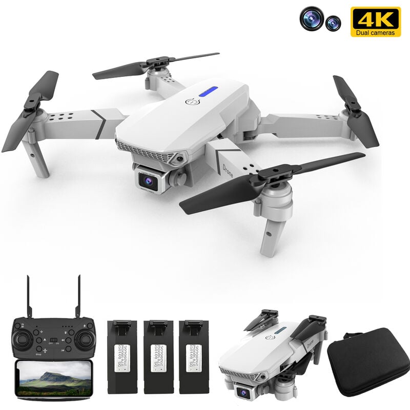 Drone con cámara 4K Mini plegable 15 minutos de tiempo de vuelo 360°Flips + 3 baterías + Bolsa de almacenamiento para niños principiantes