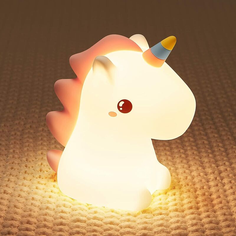 Unicornio luz de noche niño bebé niña niño adulto niño luz de noche recargable niño LED silicona regalo niña unicornio Deco