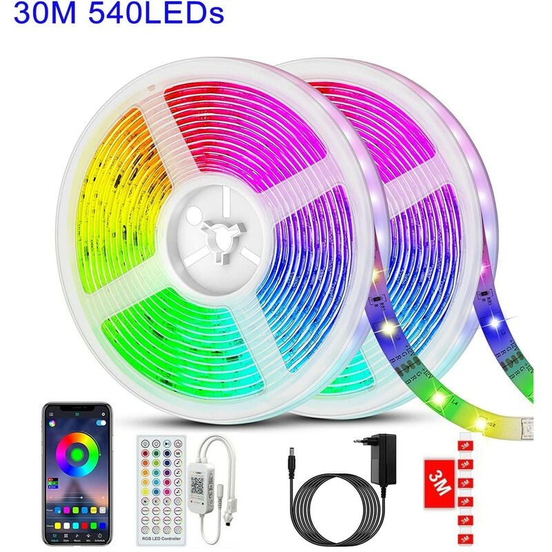 30M 540RGB 5050 SMD Smart Bluetooth Tira de luz LED - Con control remoto + APP, sincronizar con música / ritmo de función