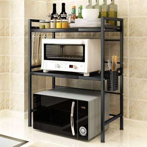 Mueble de cocina de longitud ajustable 40 - 60 cm Estante multifunción microondas con 3 ganchos