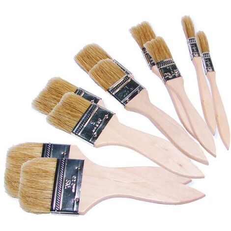 Lot de 10 pinceaux plats en bois – Poils véritables pour peinture uniforme – 2 pinceaux 1/2’’ à 2 1/2’’ – Pour bois dur et teck – Beast