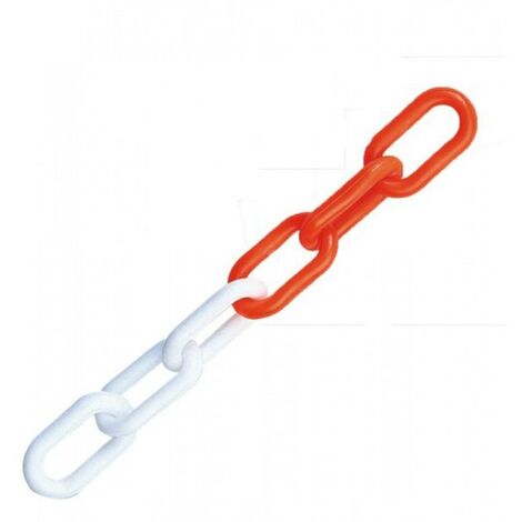 Chaîne de sécurité en plastique 5 mètres – Longueur 50 mm, largeur 20 mm – Pour délimiter périmètre de sécurité – Couleurs rouge et blanc – Beast