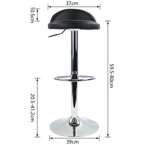 Taburete de bar taburete de trabajo de cuero sintético negro ajustable en altura y rotativo -KKTONER
