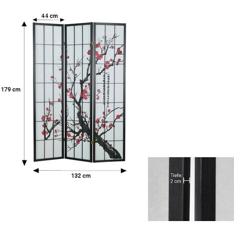 Paravento divisorio in legno pieghevole in 3 parti