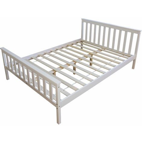 Letto piazza e mezzo in legno massiccio bianco con rete a doghe (1/5)