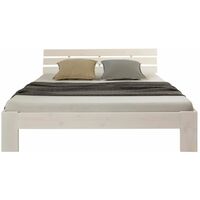 Letto matrimoniale in legno massiccio bianco con rete a doghe