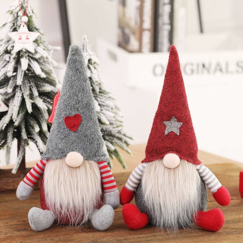 Adornos navideños, muñeco de Papá Noel de 11 pulgadas de alto, figuritas de Papá Noel, enanos escandinavos suecos, regalos para niños, familia, amigos, Navidad (gris)