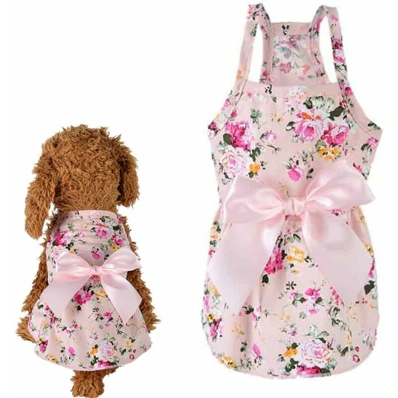 Vestido de cachorro Vestido de perro mascota Ropa para perros pequeños Falda para perro pequeño Vestido de perro para perros grandes Rosa, s